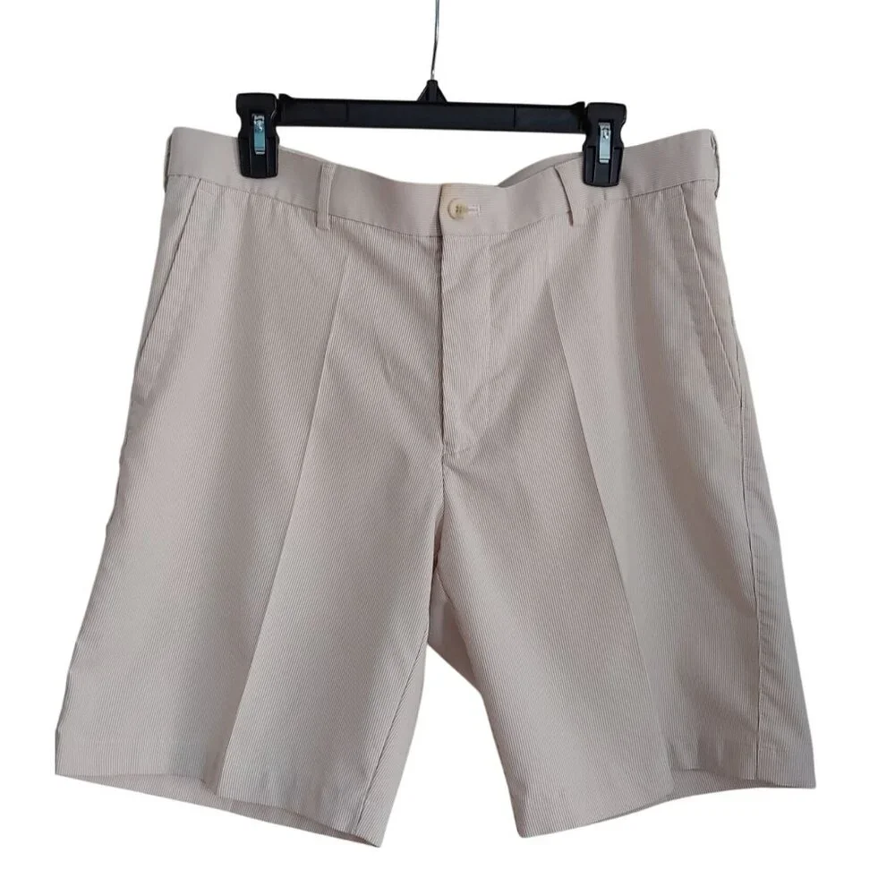 Peter Millar Wicking Tan Stripe Golf Outdoor Mens Shorts 35